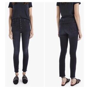 Mother The Pixie Swooner Ankle Fray Black Thunder Road Wash Size 28